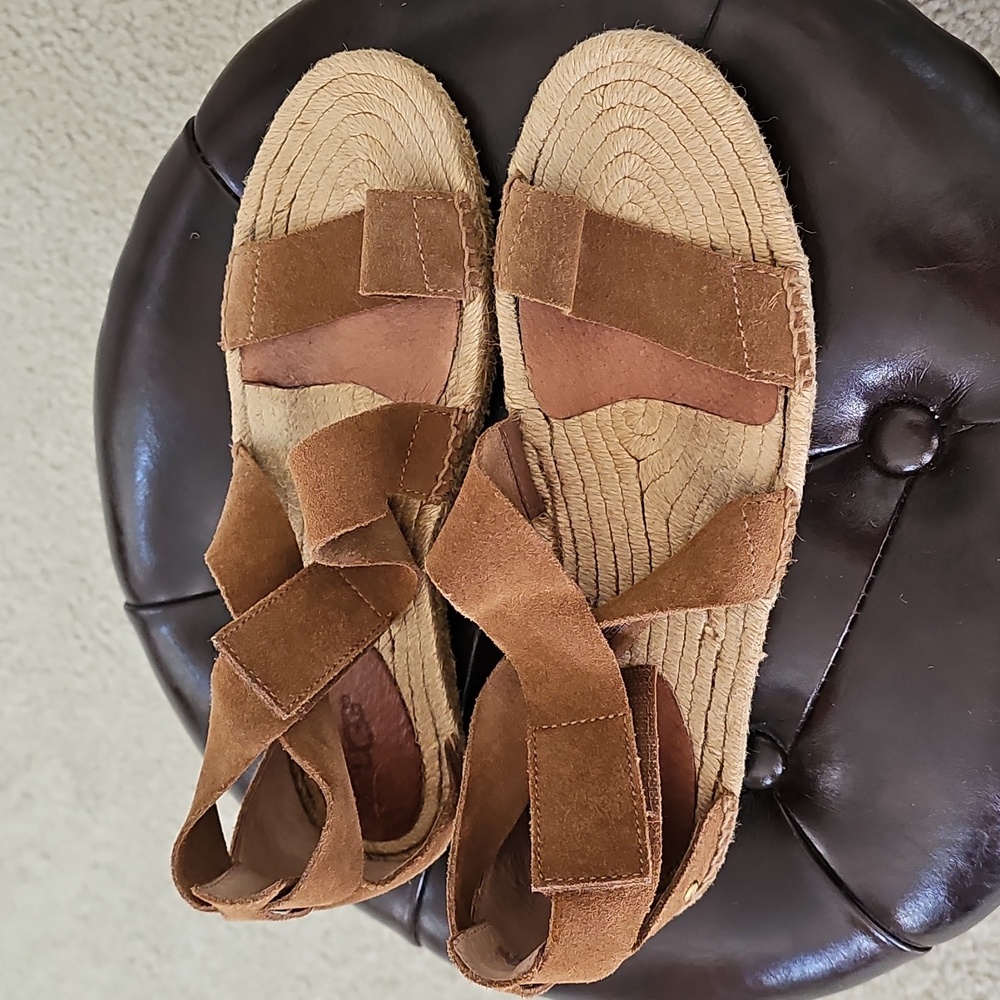 🌼HP🌼UGG Women's Mila Gladiator Espradille Chestnut Suede Sandals 8.5